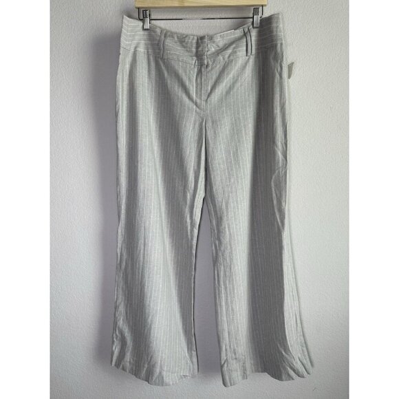 Cato Women’s Gray Linen Blend High Rise Dress Pants Size 16 Petite Stripes NEW - Picture 4 of 12